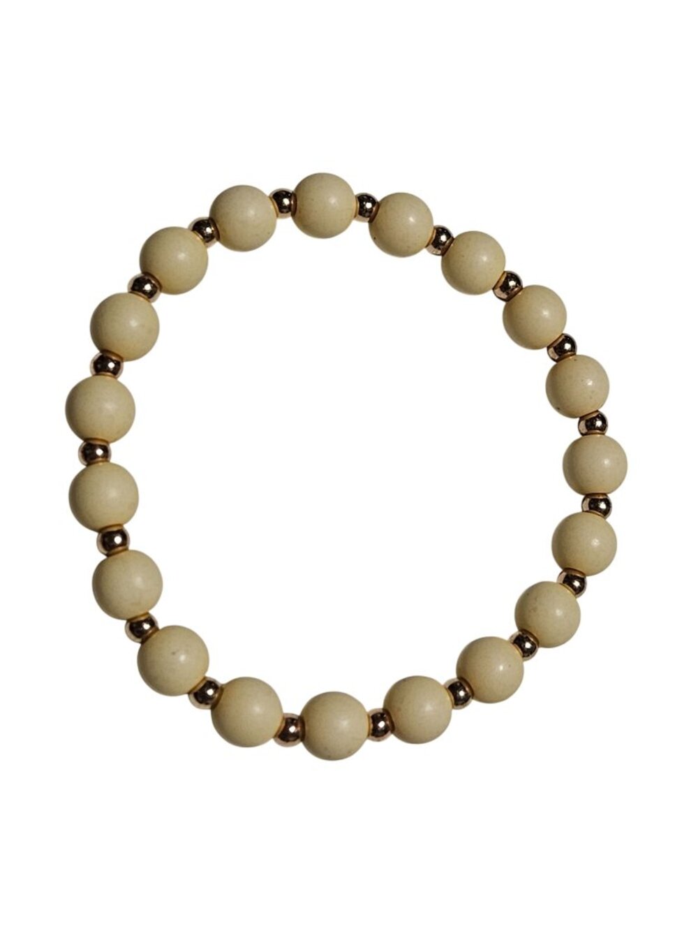 Retro Beaded Bracelet Beige Gold Stretch Classic Minimalist Fashion Jewelry